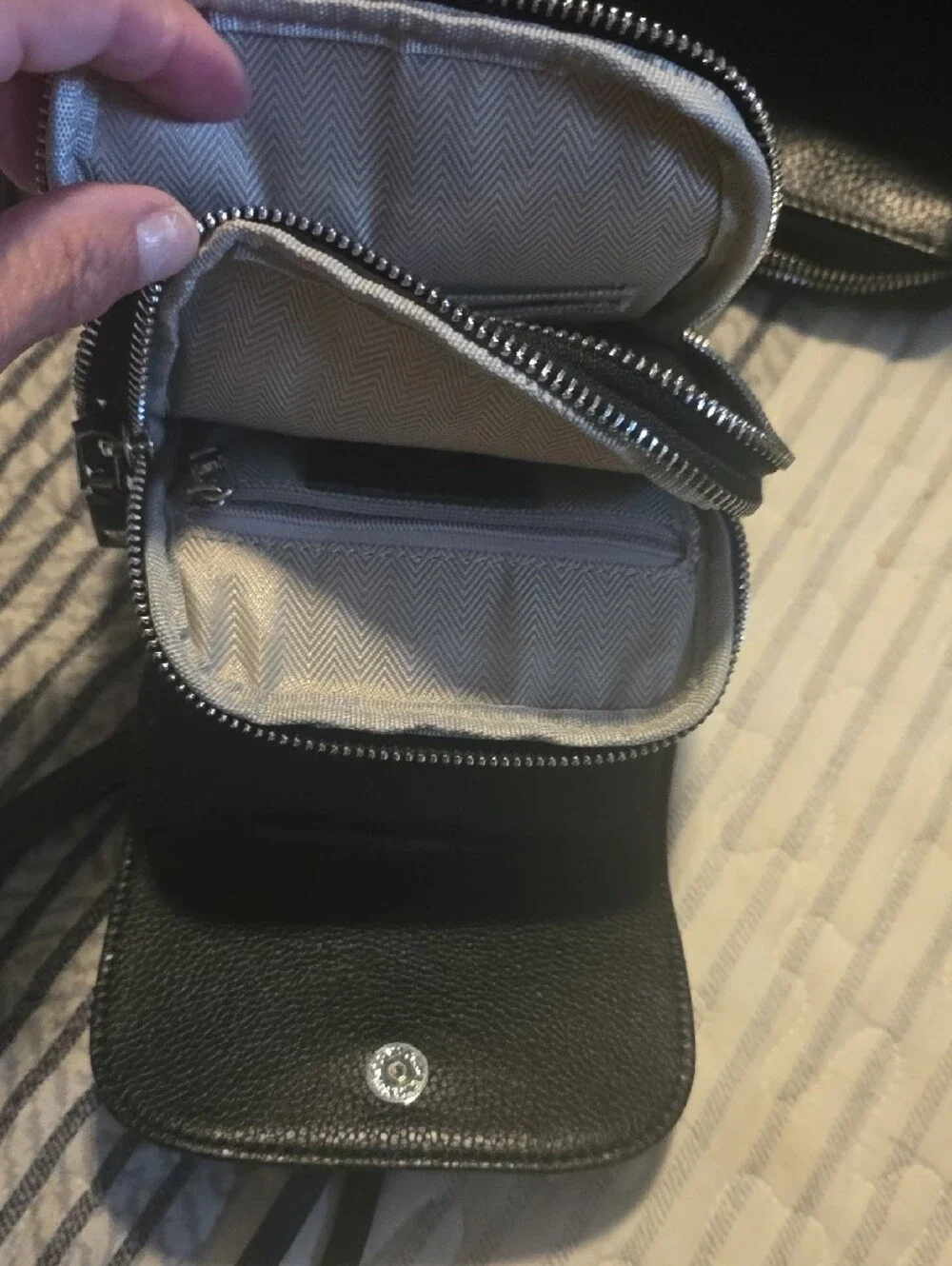 Black Leather Crossbody Phone Bag - Compact Everyday Carry